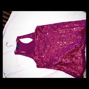 Sequin hot pink muscle tee